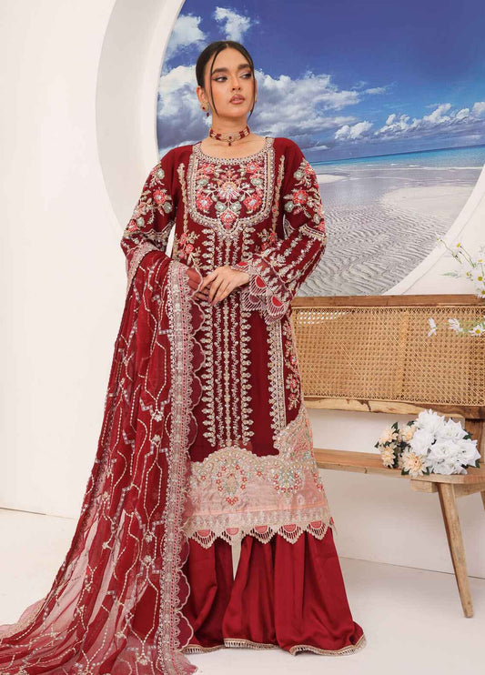 Chiffon embroidered Front   Chiffon embroidered Back  Chiffon embroidered Sleeves  Chiffon embroidered Dupatta  Satan Silk Dyed Trouser
